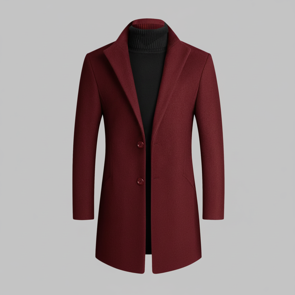 Langer Herrenmantel | Eleganter Schnitt mit fallendem Revers
