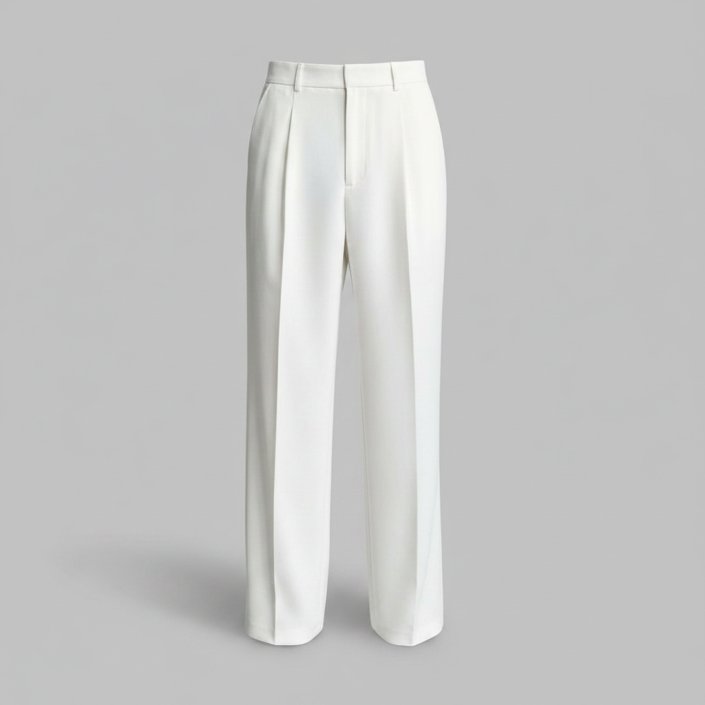 Herren Plissee Hose | Formale Gerade Geschnittene Hosen