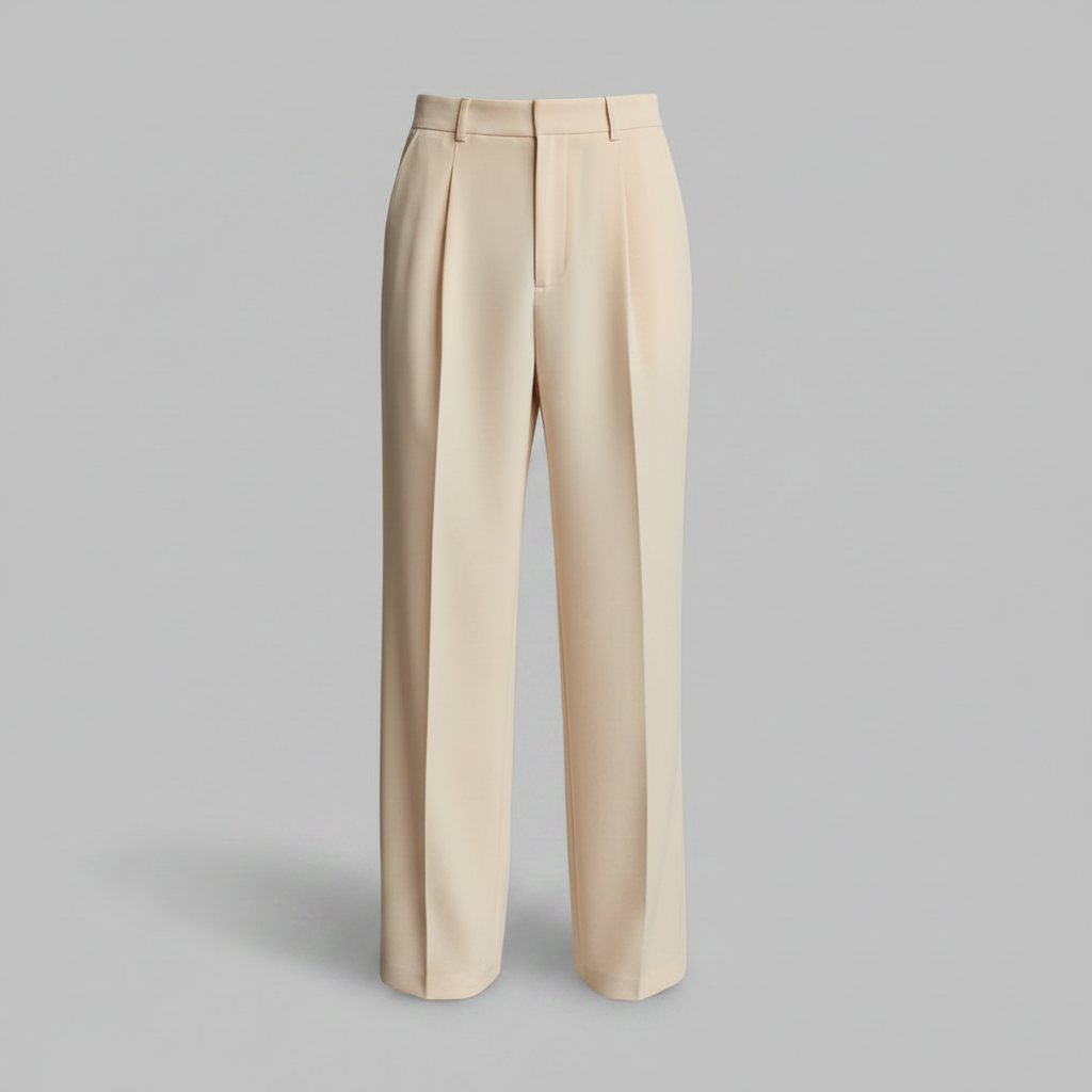 Herren Plissee Hose | Formale Gerade Geschnittene Hosen