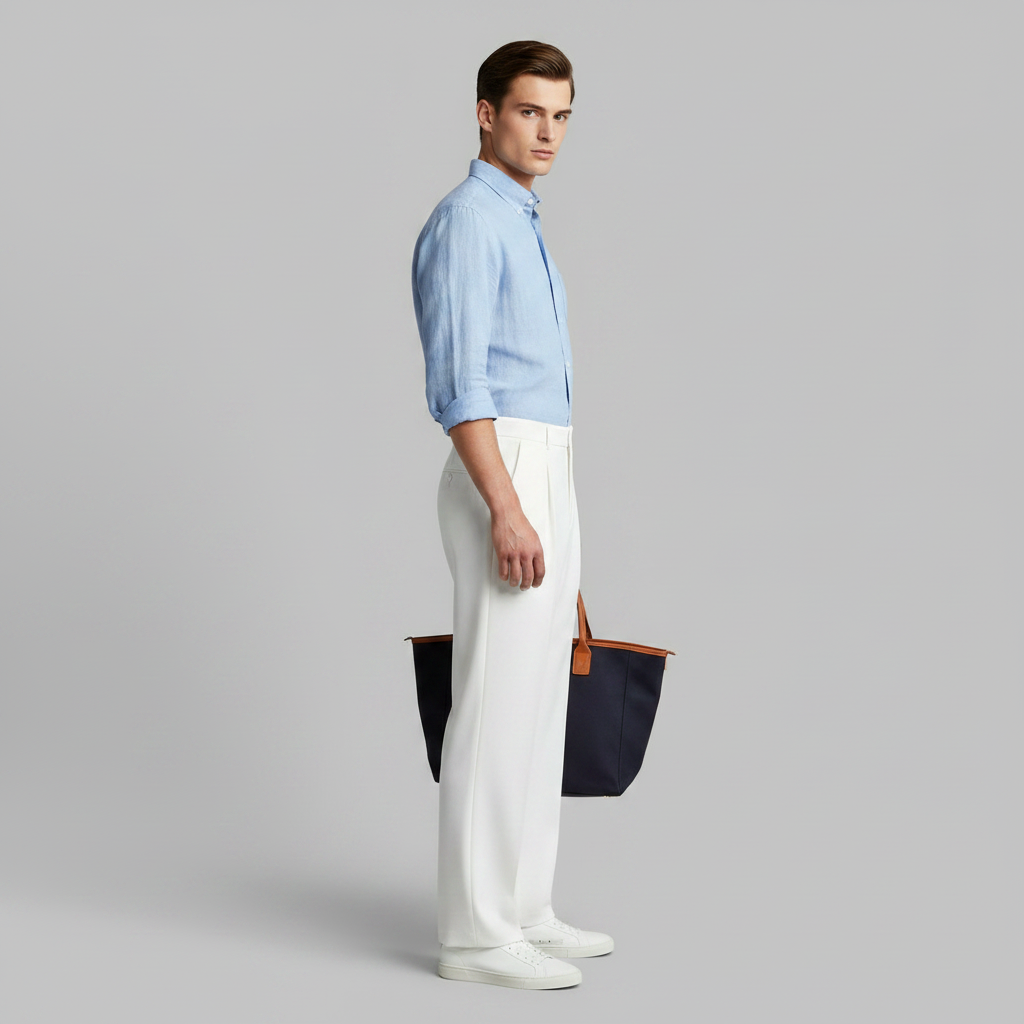 Herren Plissee Hose | Formale Gerade Geschnittene Hosen