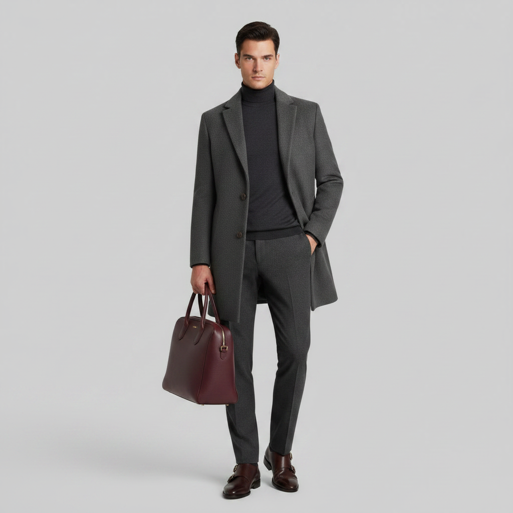 Langer Herrenmantel | Eleganter Schnitt mit fallendem Revers
