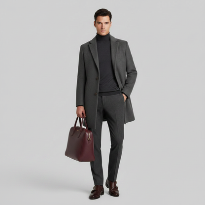 Langer Herrenmantel | Eleganter Schnitt mit fallendem Revers