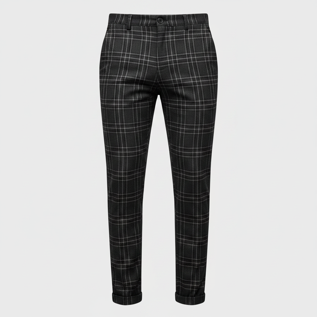 Sascha | Herren Chino-Hose mit Karomuster und Niedriger Taille