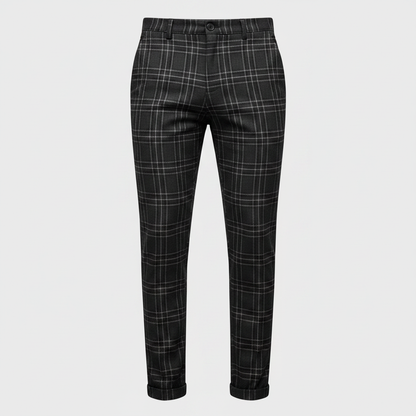 Sascha | Herren Chino-Hose mit Karomuster und Niedriger Taille