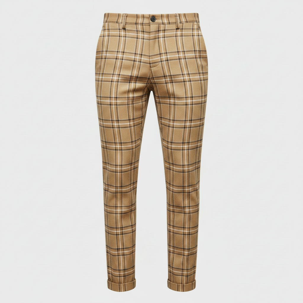 Sascha | Herren Chino-Hose mit Karomuster und Niedriger Taille