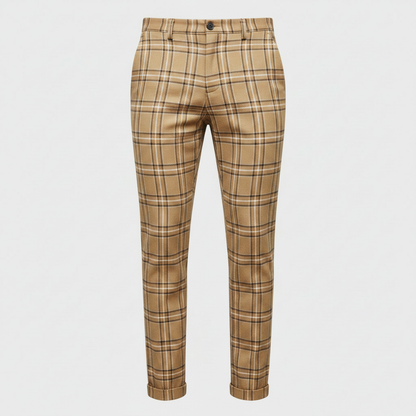Sascha | Herren Chino-Hose mit Karomuster und Niedriger Taille