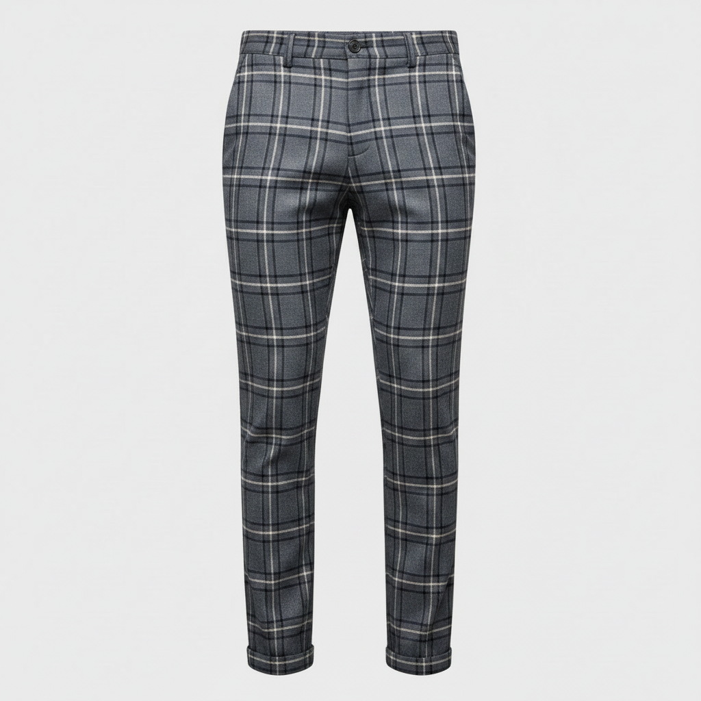 Sascha | Herren Chino-Hose mit Karomuster und Niedriger Taille