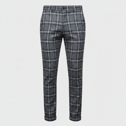 Sascha | Herren Chino-Hose mit Karomuster und Niedriger Taille