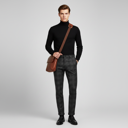 Sascha | Herren Chino-Hose mit Karomuster und Niedriger Taille