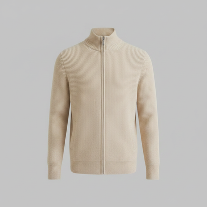 Schwarzer Herren Cardigan | Schmale Passform mit Stehkragen